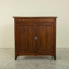 Mid-20th Century French Ash Buffet with Blue and White Checkered Enameled Top