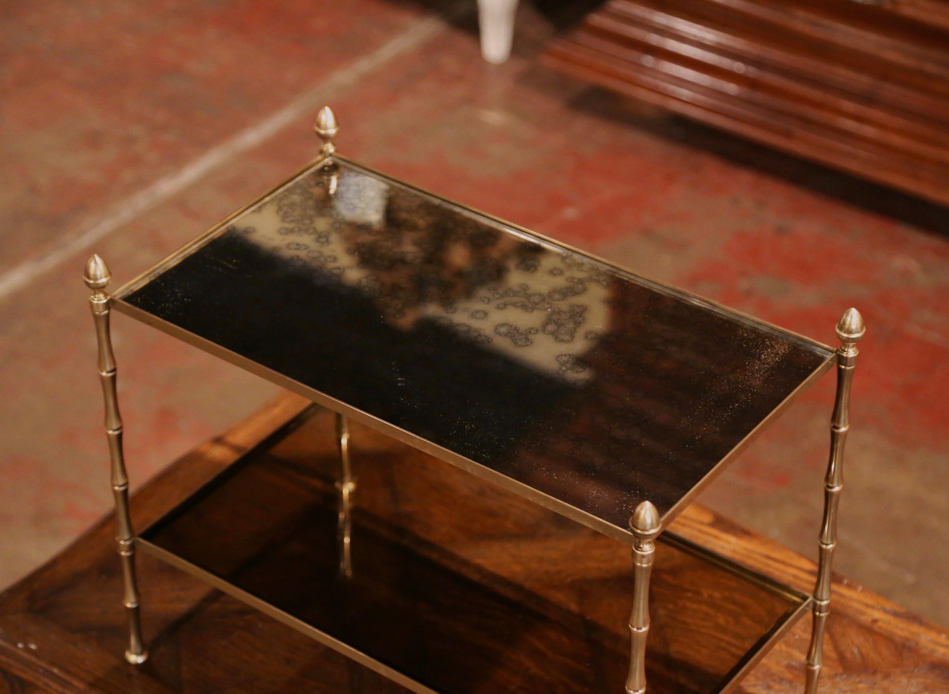 Mid-Century Modern Mid-20th Century French Bamboo Brass and Glass Table Style Maison Baguès, Paris