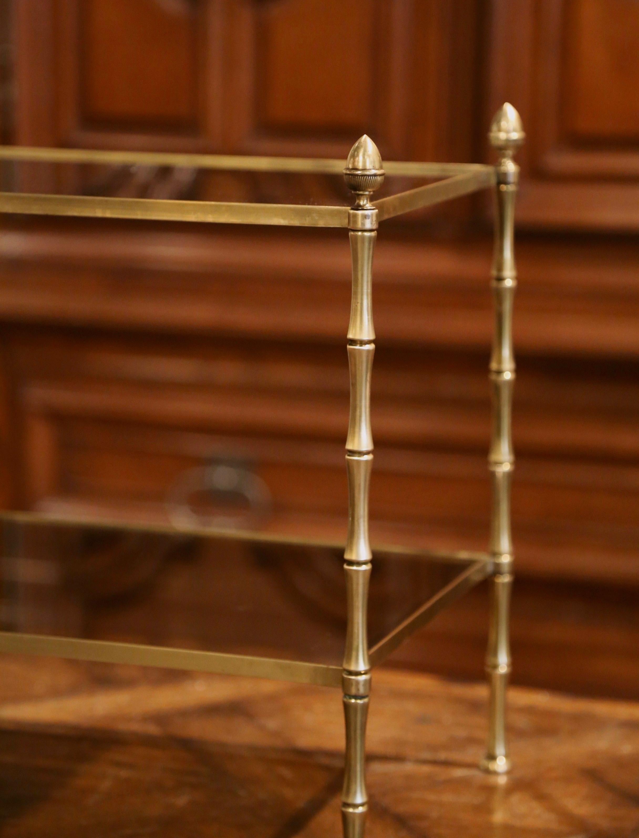 Mid-20th Century French Bamboo Brass and Glass Table Style Maison Baguès, Paris In Excellent Condition In Dallas, TX