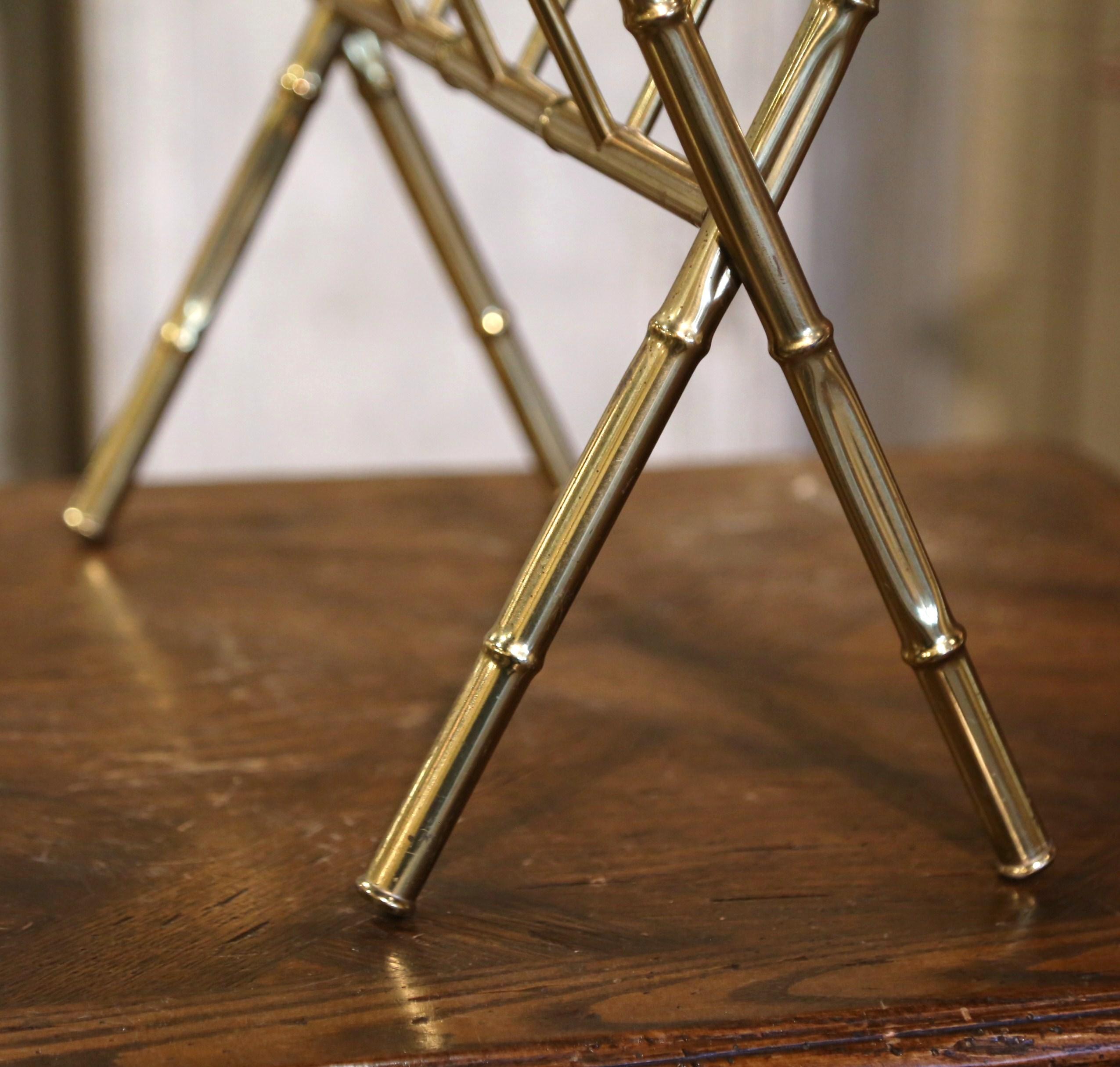 Mid-20th Century French Bamboo Brass Magazine Rack Maison Baguès Style For Sale 1