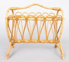 Mid-20th Century French Bamboo Magazine Rack