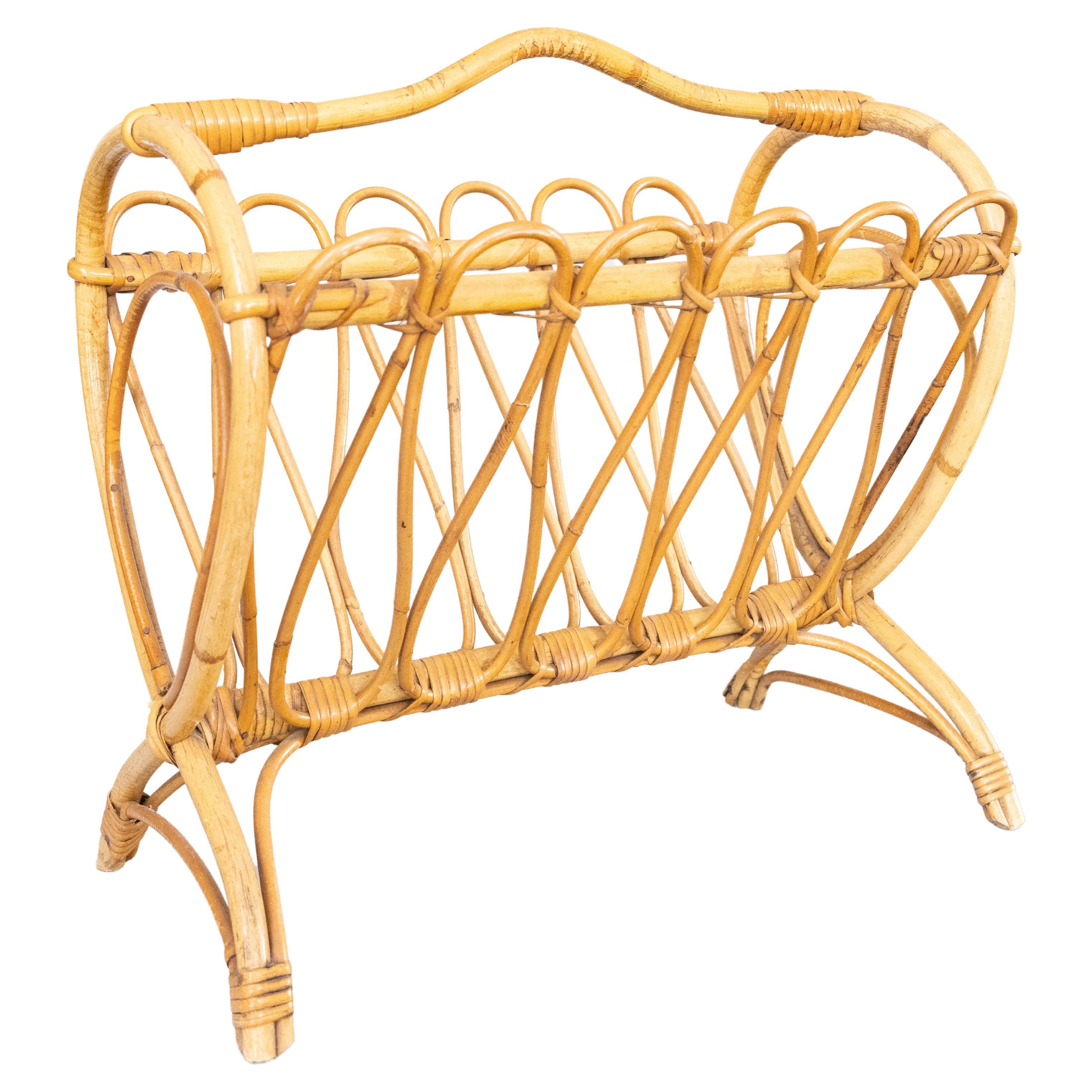Mid-20th Century French Bamboo Magazine Rack