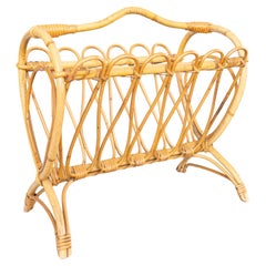 Mid-20th Century French Bamboo Magazine Rack