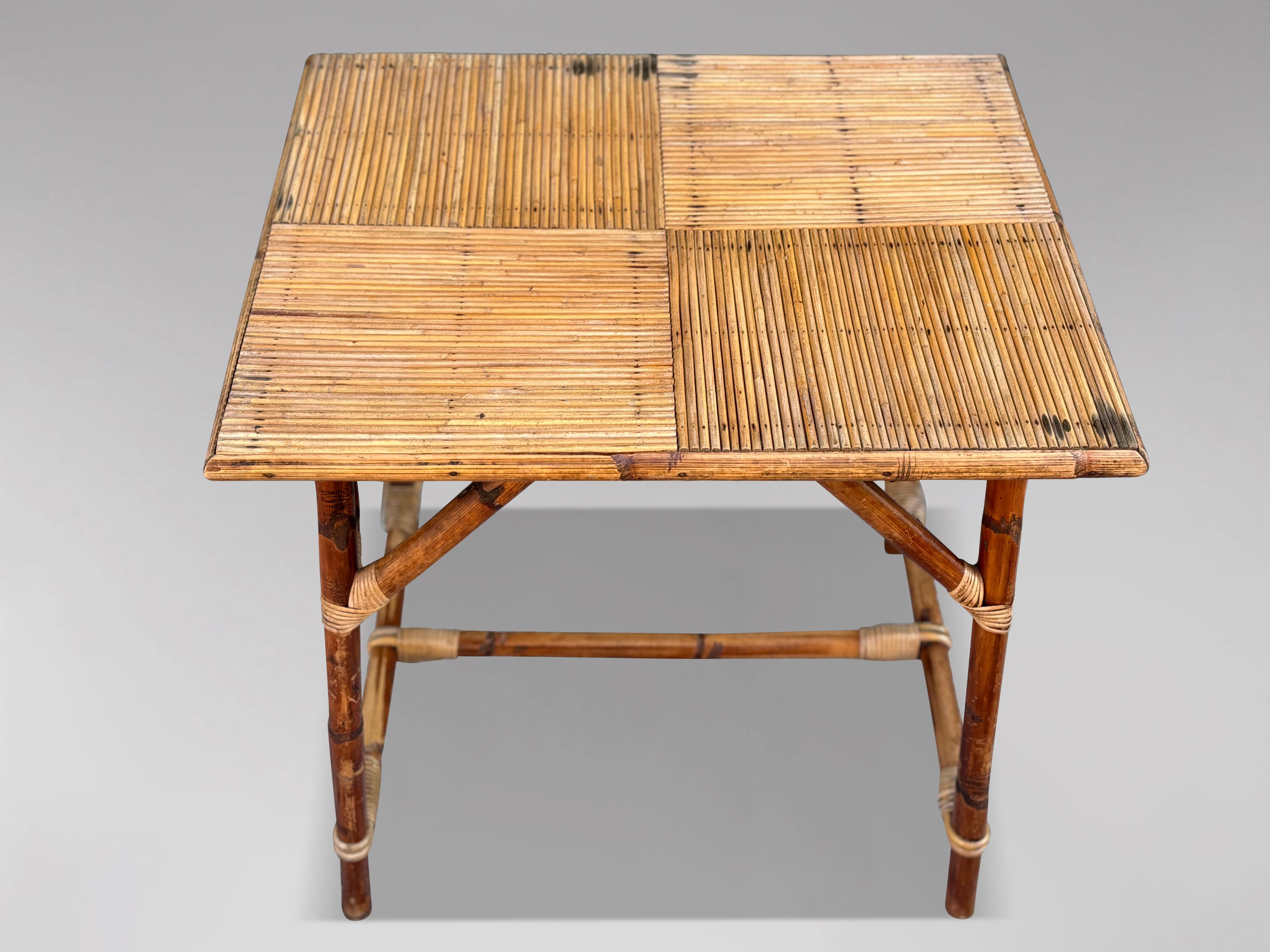 Mesa de bambú francesa de mediados del siglo XX de Audoux Minet en venta 2