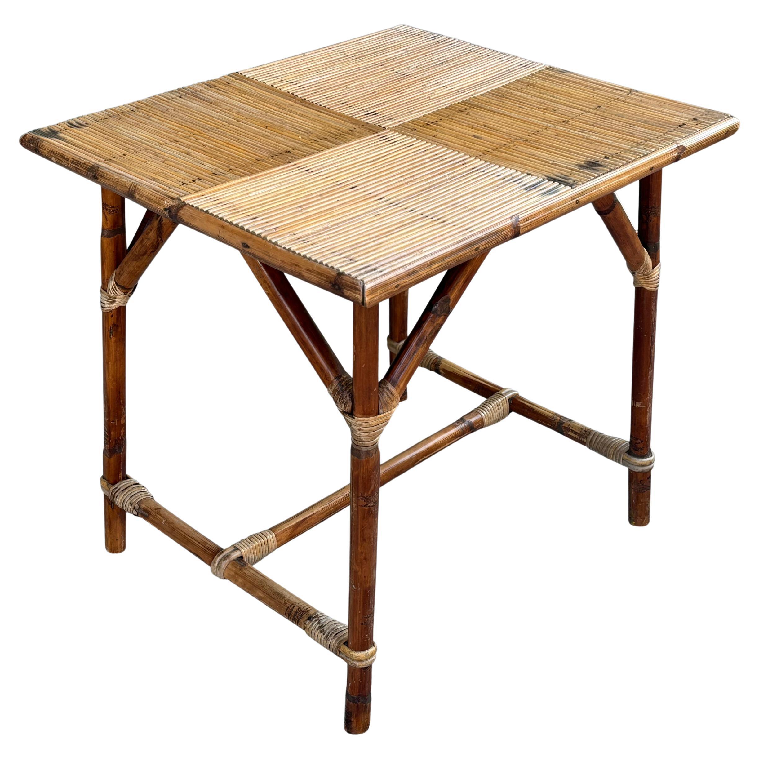 Table en bambou du milieu du 20e siècle par Audoux Minet