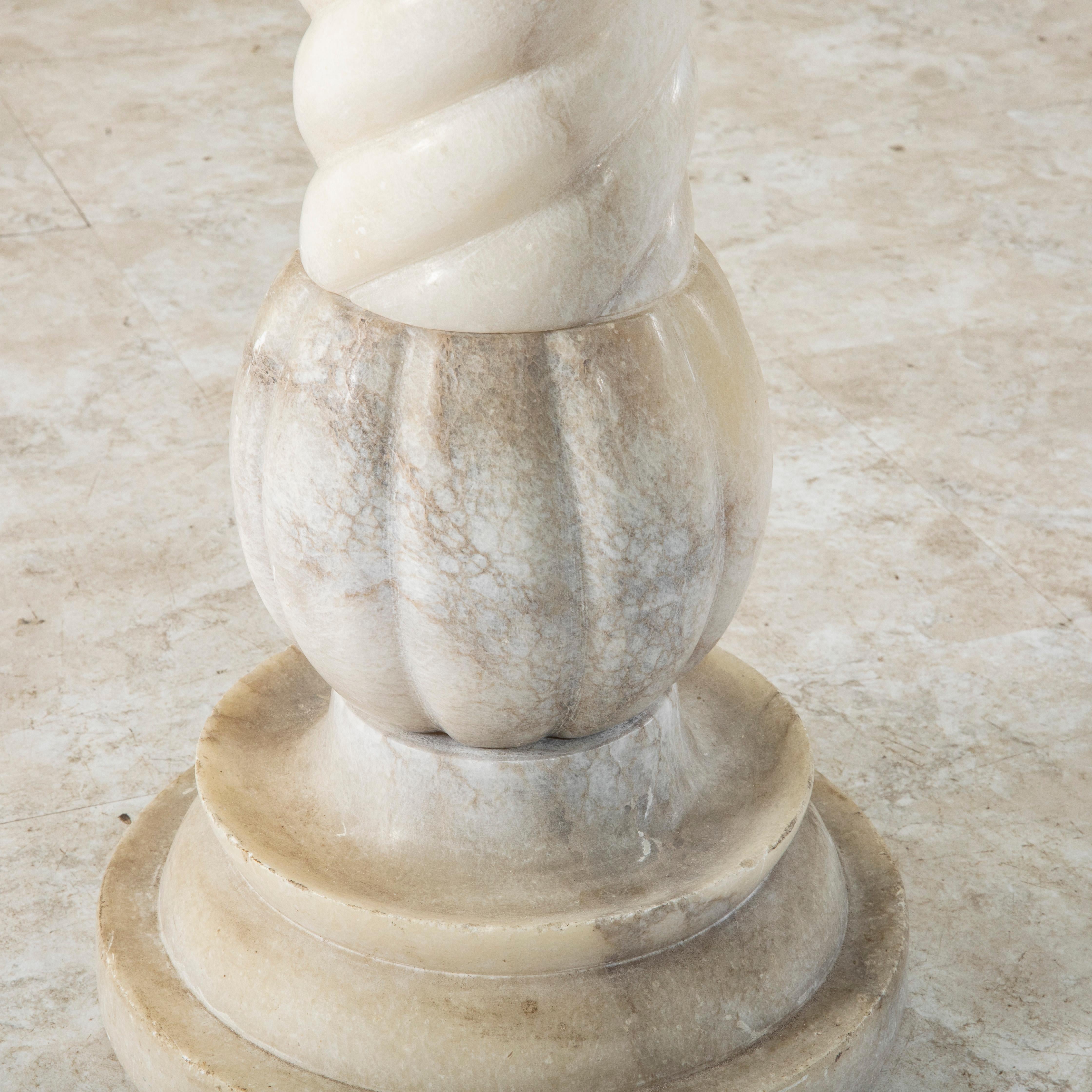 Mid-20th Century French Barley Twist Alabaster Column, Pedestal, Sculpture Stand For Sale 6