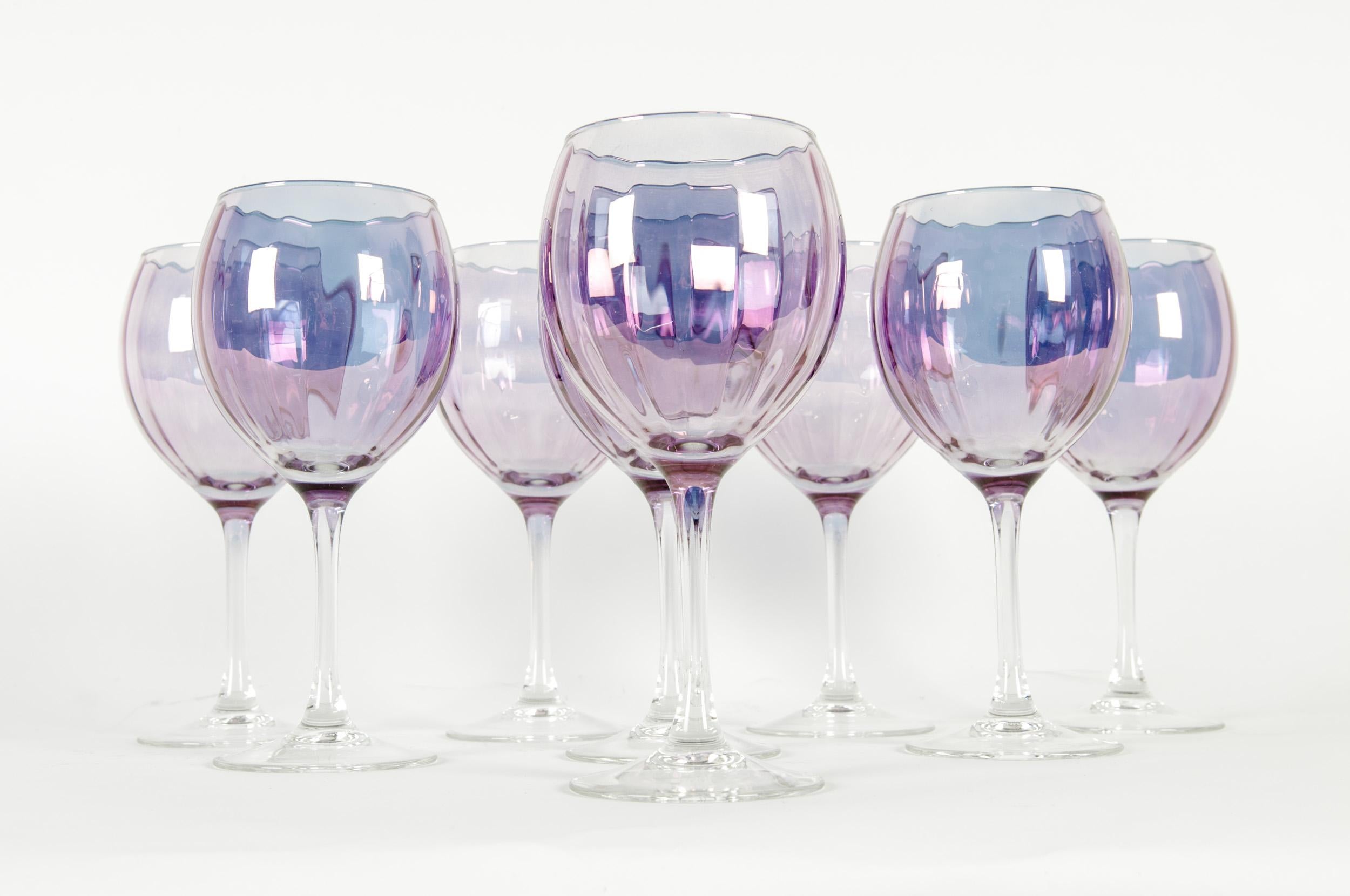 Glass Mid-20th Century French Barware / Wine / Water Service / Eight People