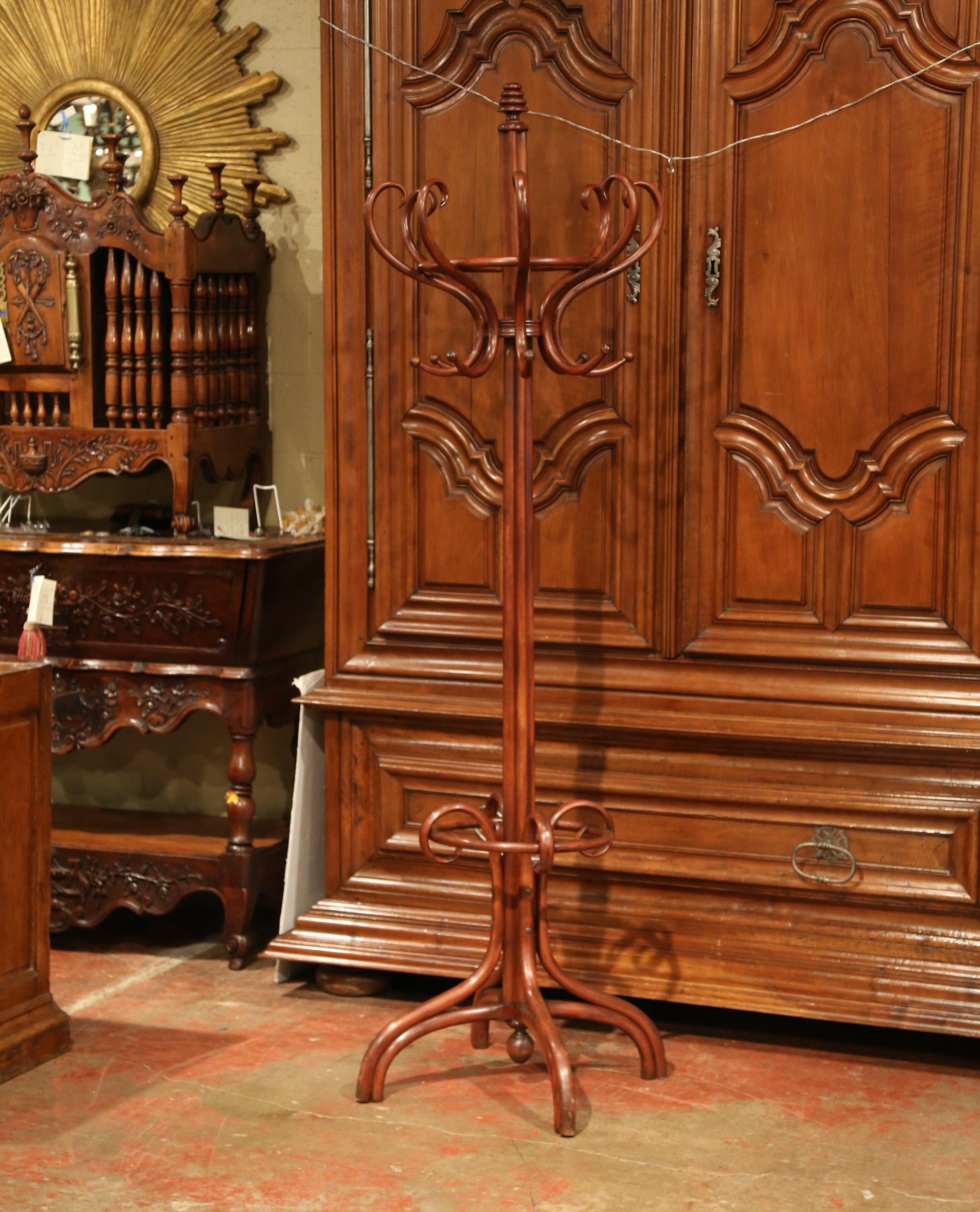 Mid-20th Century French Bentwood Hall Tree with Sixteen Hooks Thonet Style 1