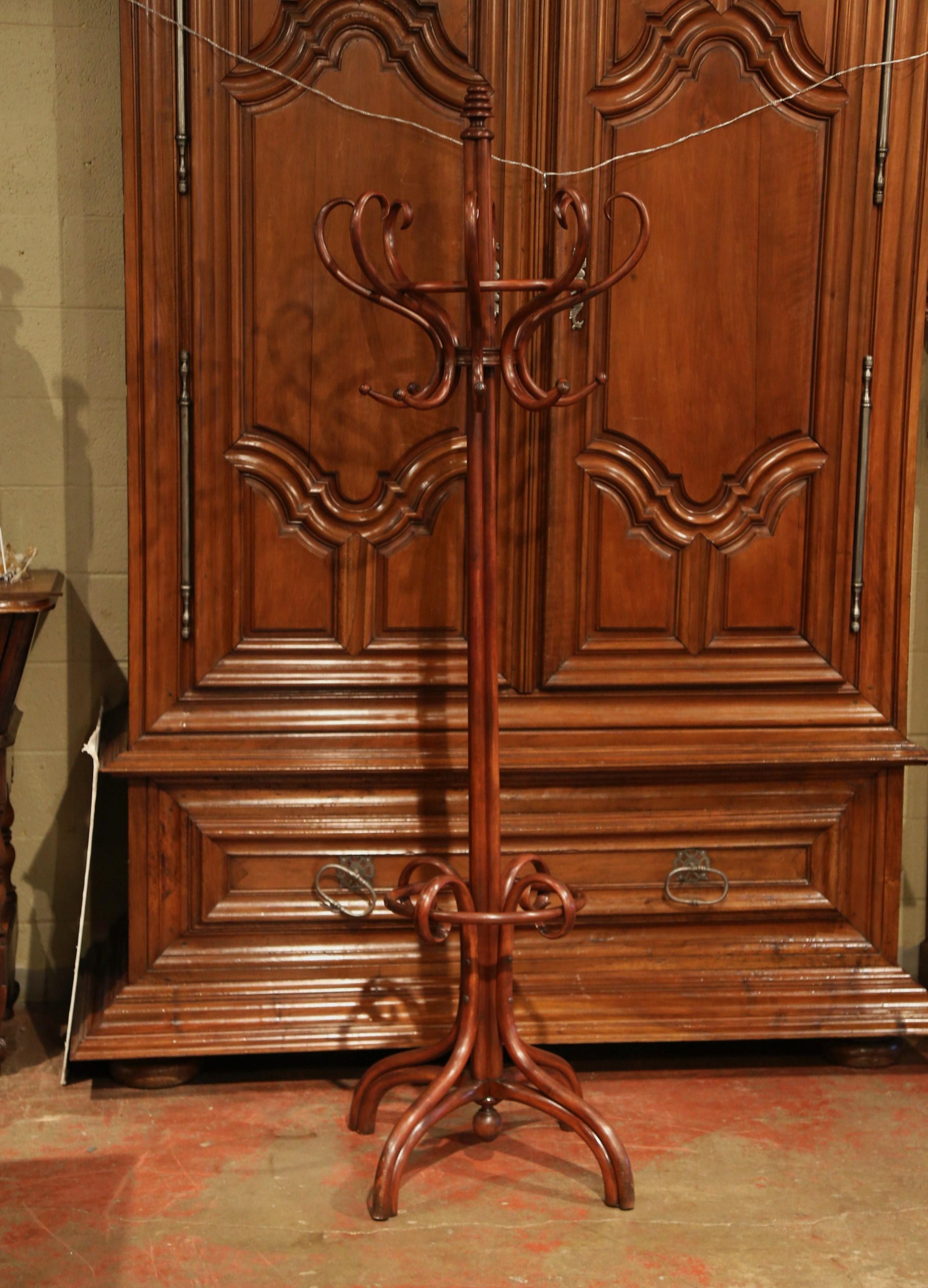 Mid-20th Century French Bentwood Hall Tree with Sixteen Hooks Thonet Style 3