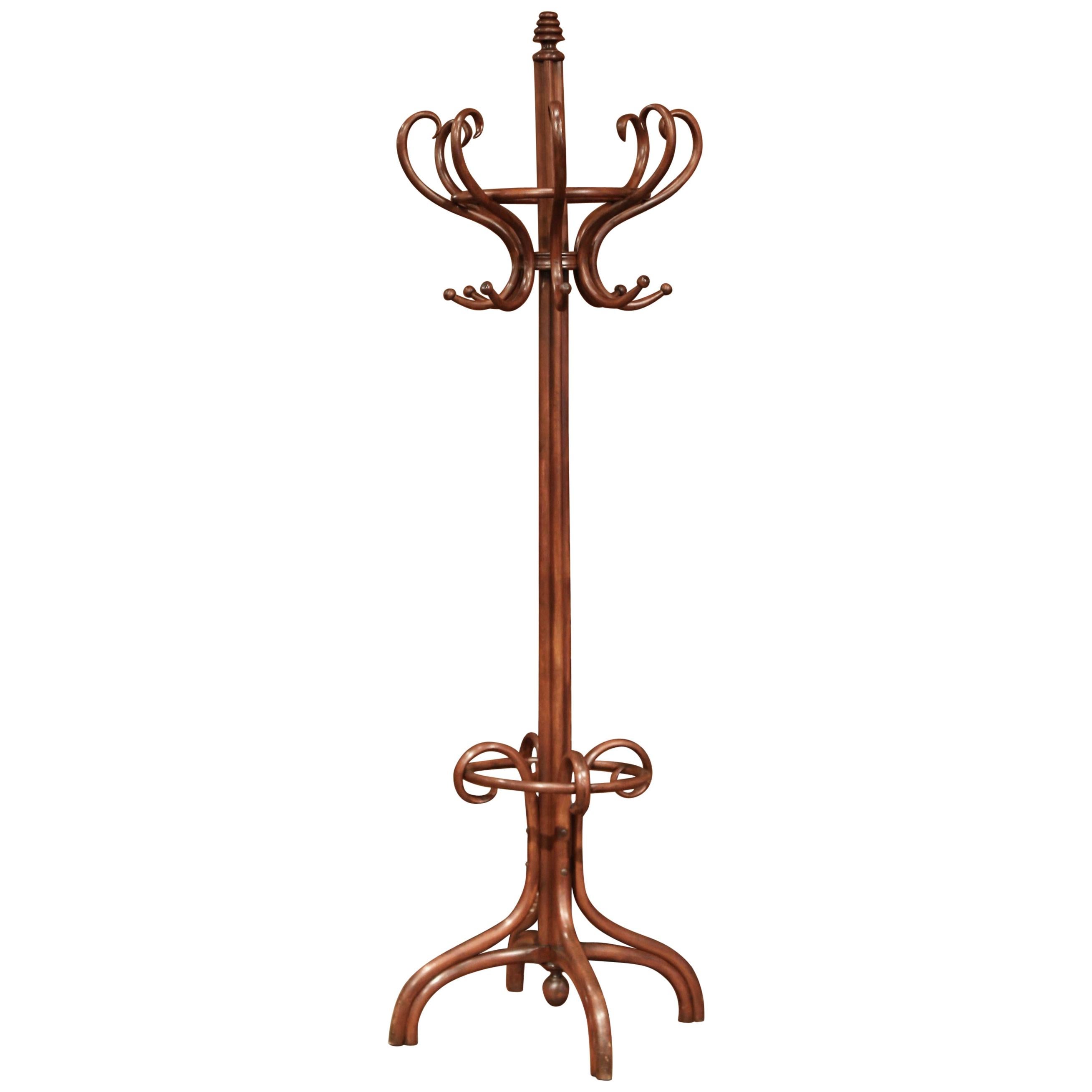 Mid-20th Century French Bentwood Hall Tree with Sixteen Hooks Thonet Style