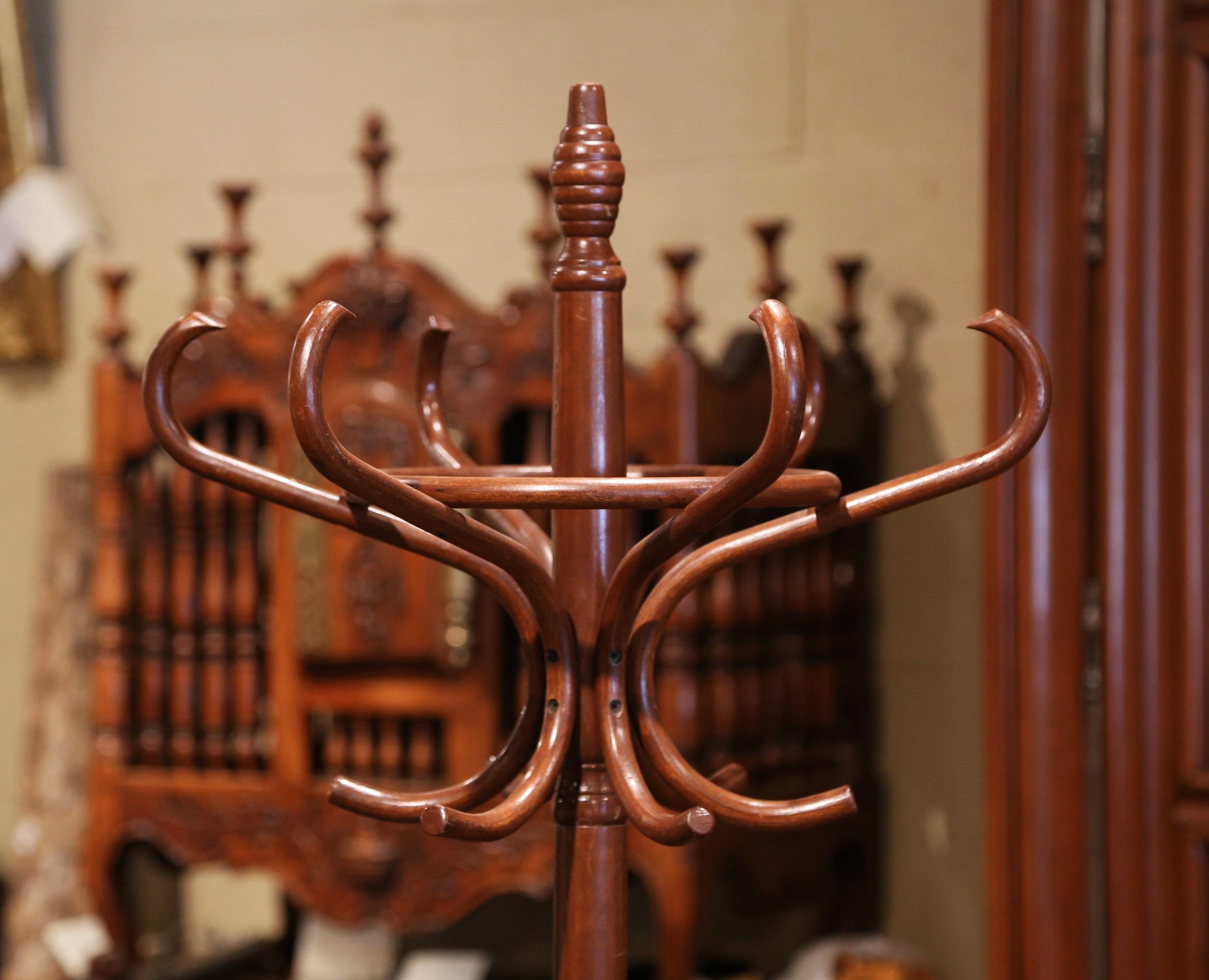 Art Deco Mid-20th Century French Bentwood Swivel Coat Stand or Hat Rack Thonet Style