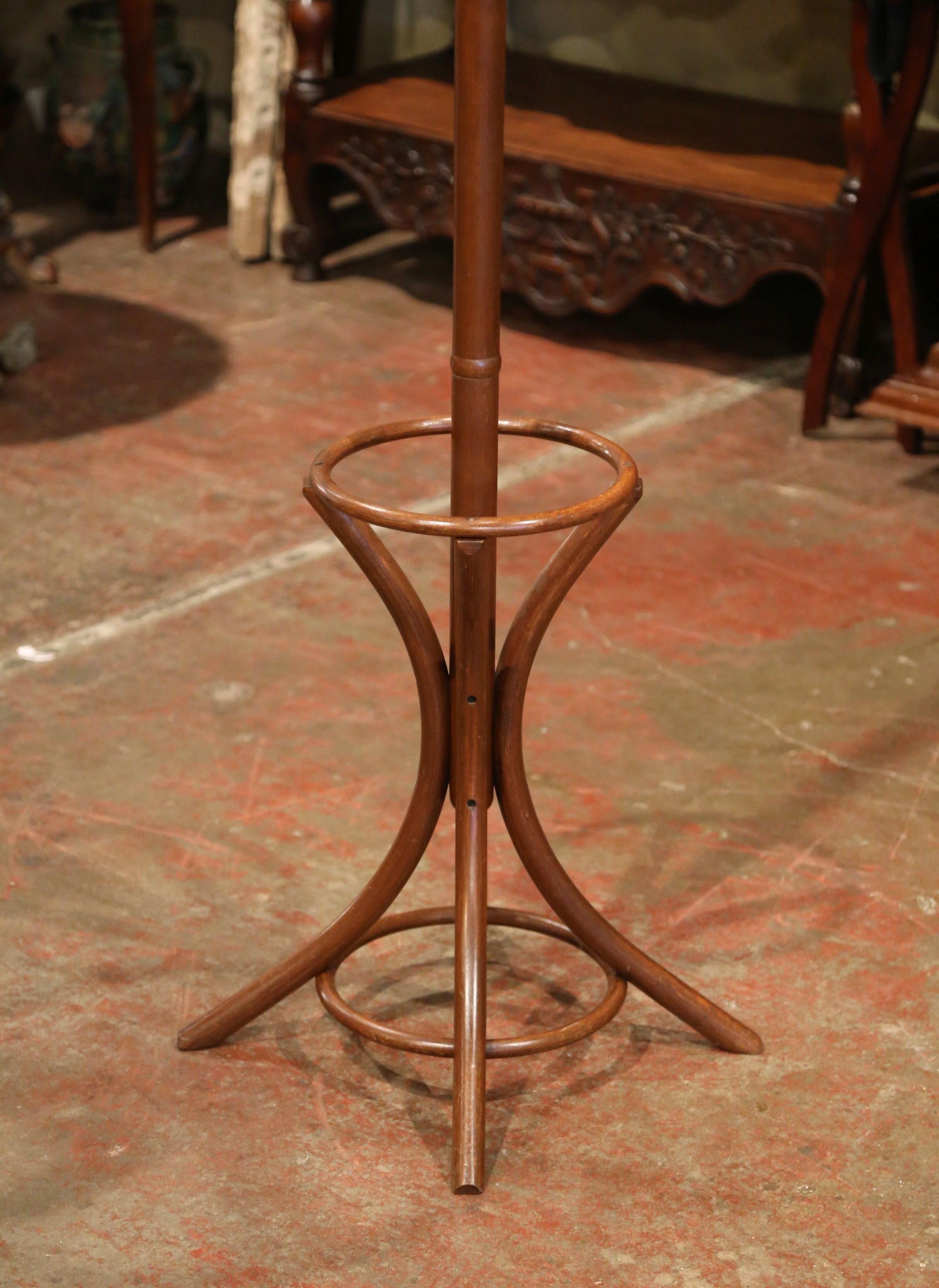 Patinated Mid-20th Century French Bentwood Swivel Coat Stand or Hat Rack Thonet Style