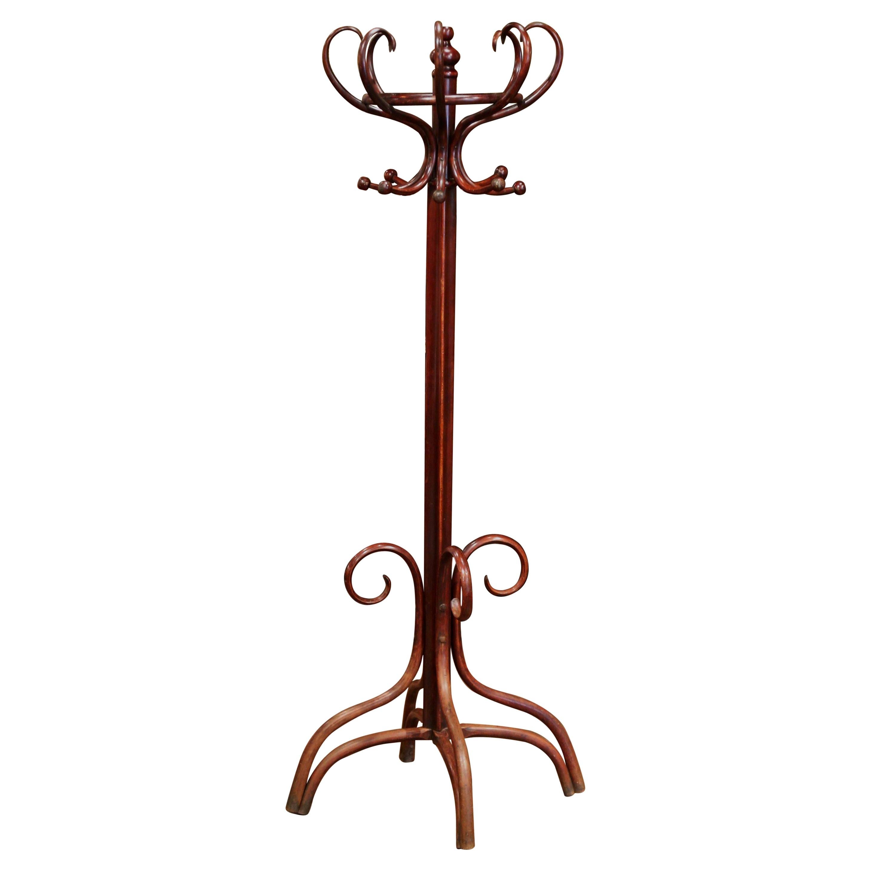 Mid-20th Century French Bentwood Swivel Coat Stand Thonet Style