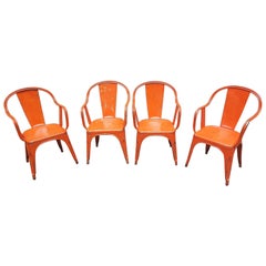 Mid-20th Century French Bistrot Metal Tolix Model C Chairs, 1940-1950
