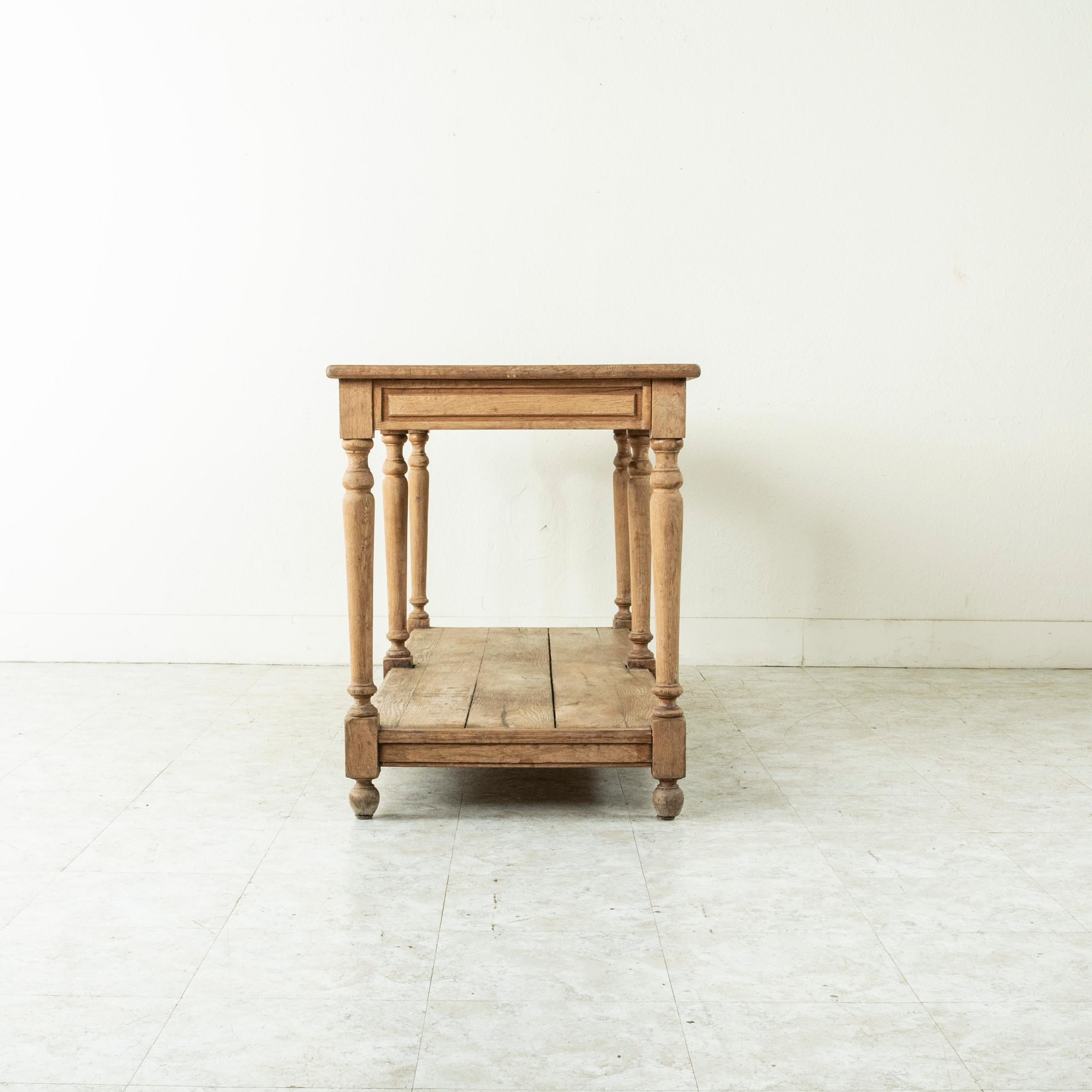 Mid-20th Century French Bleached Oak Silk Trader's Table or Draper's Table 1