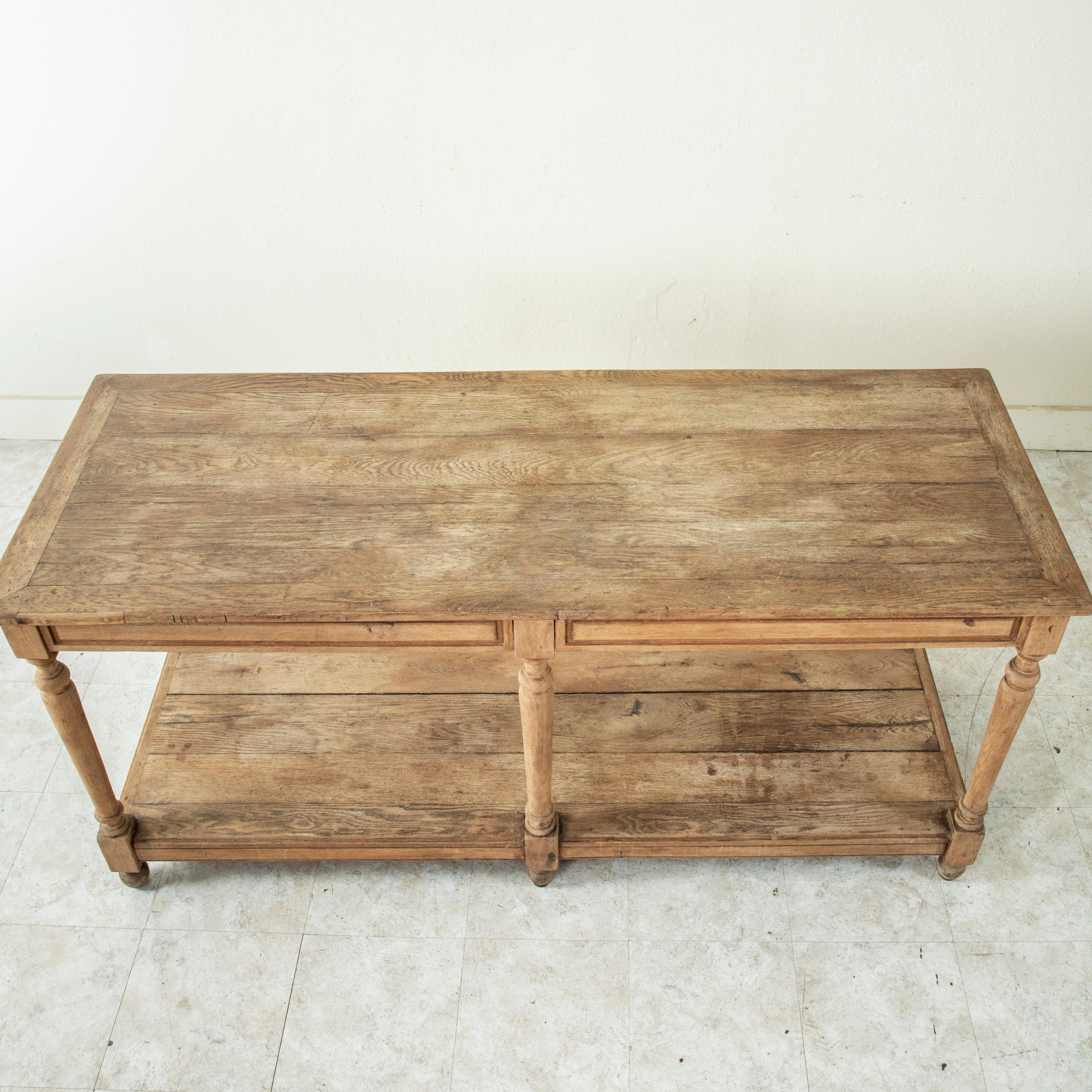 Mid-20th Century French Bleached Oak Silk Trader's Table or Draper's Table 4