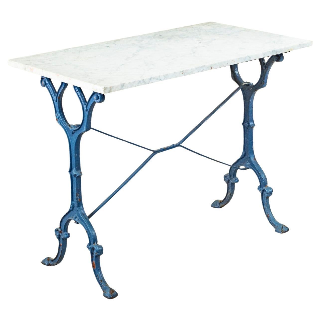 Long French Iron Bistro Table Console Table Sofa Table Carrara Marble