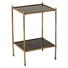 Mid-20th Century French Brass and Black Glass Side Table