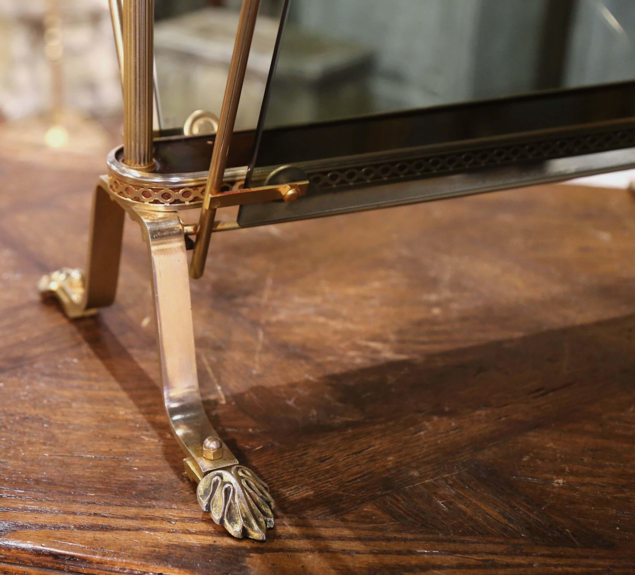 Mid-20th Century, French Brass and Glass Magazine Rack Maison Jansen Style 2