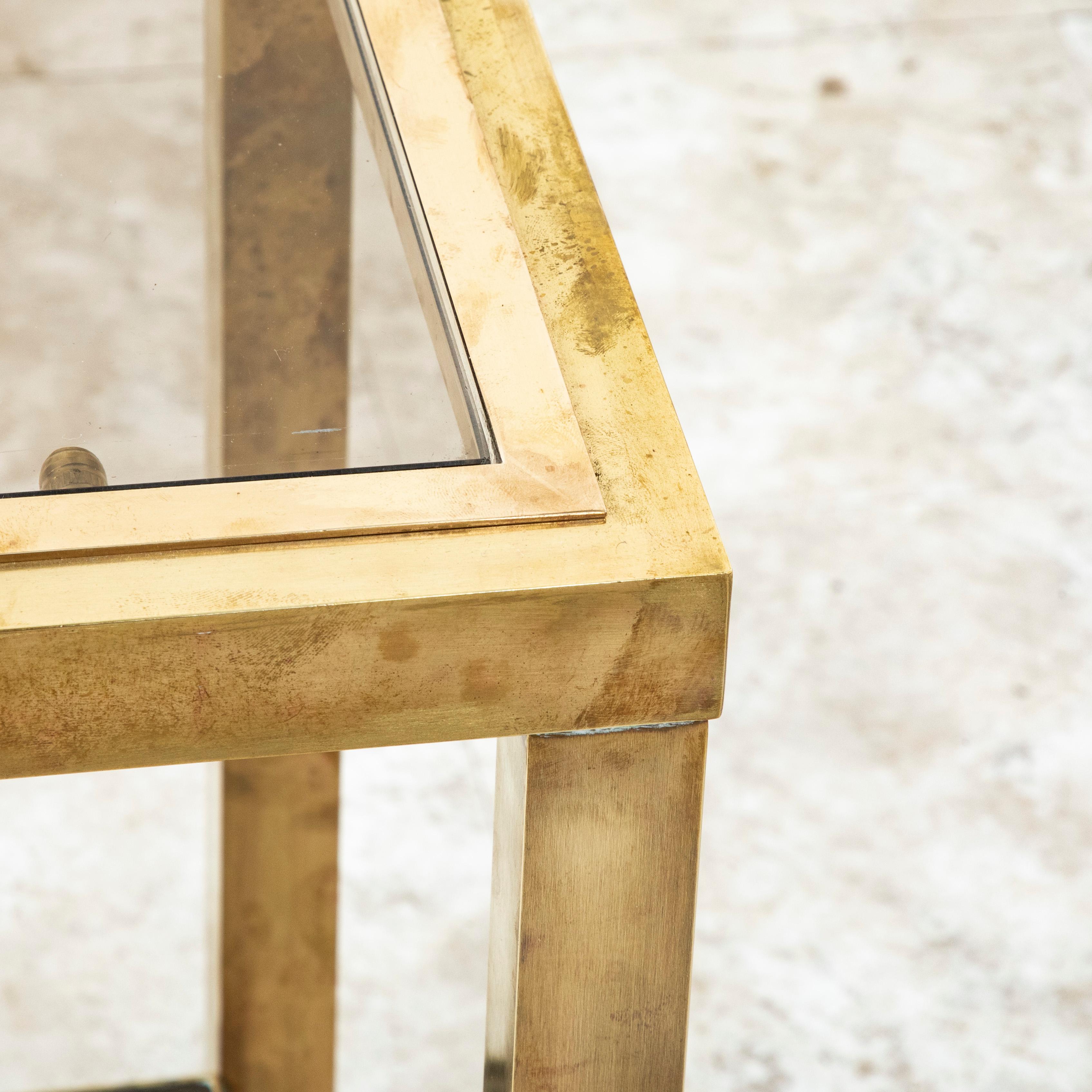 Table d'appoint en laiton et verre, table d'extrémité, French mid 20th Century en vente 2