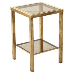 Table d'appoint en laiton et verre, table d'extrémité, French mid 20th Century