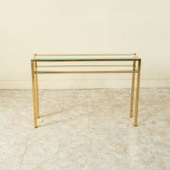 Mid-20th Century French Brass and Glass Sofa Table or Console Table