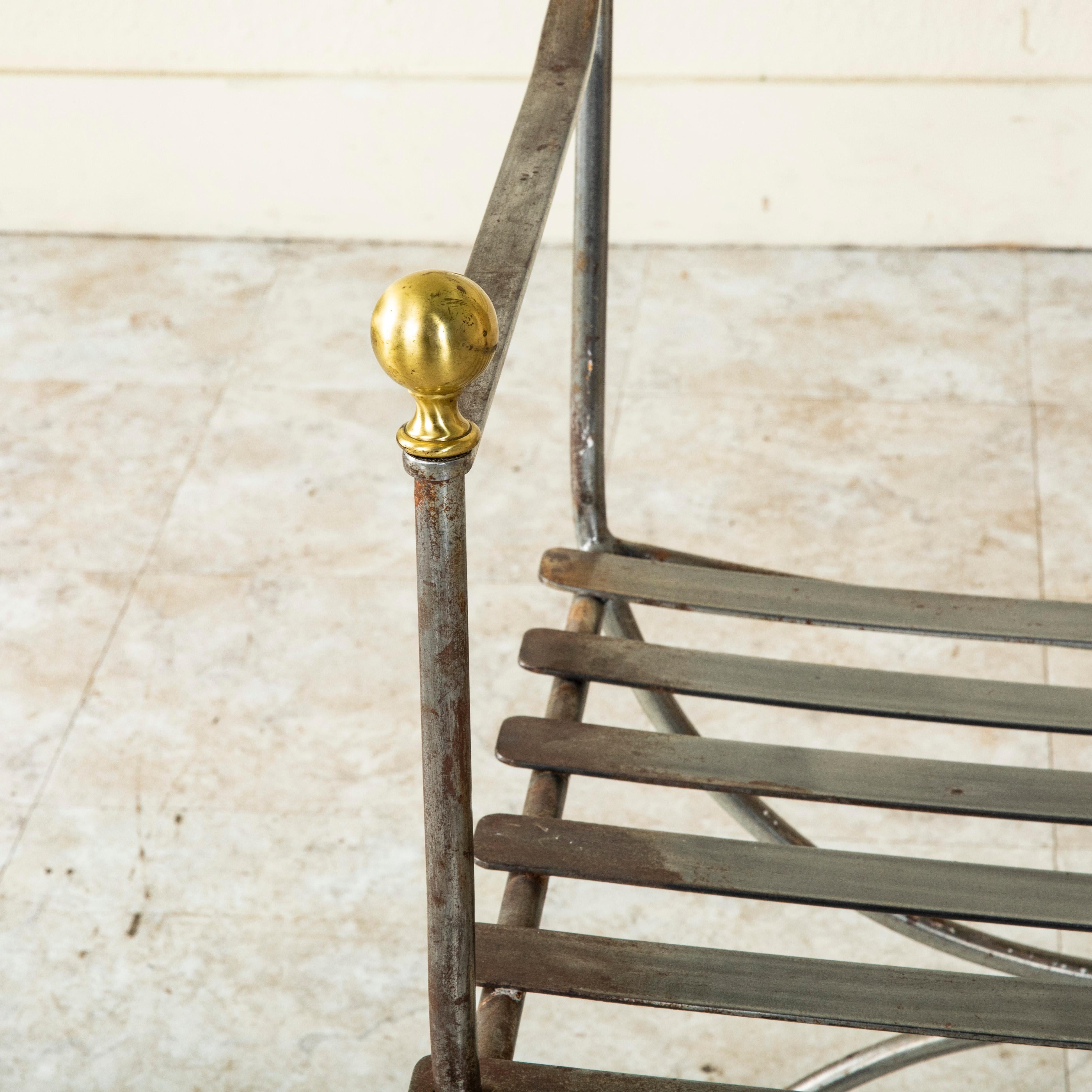 Mid-20th Century French Brass and Steel Armchair For Sale 3