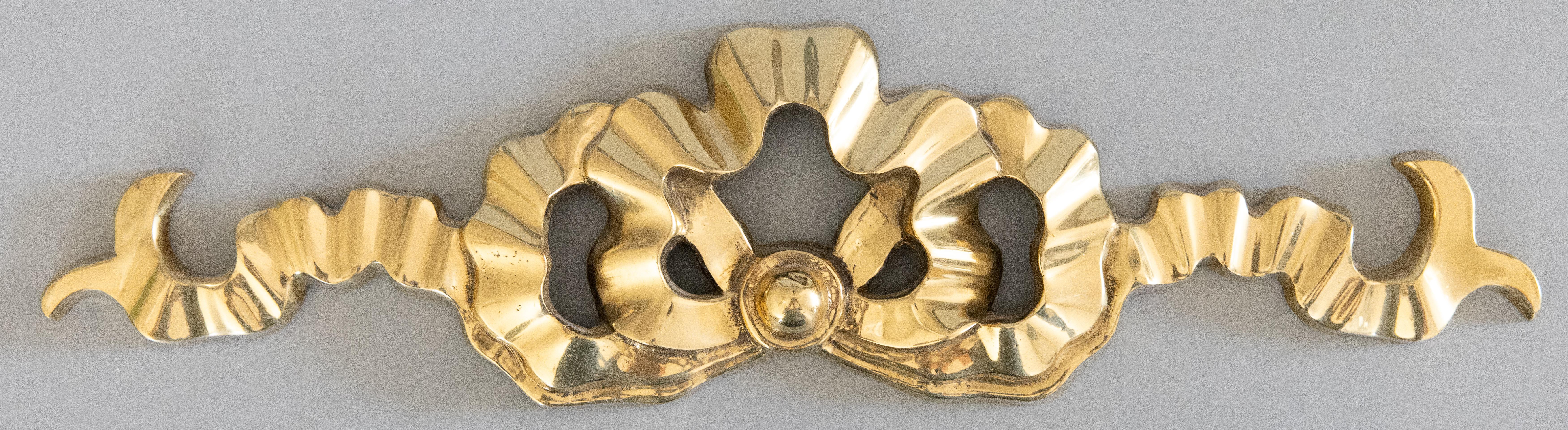 Mid-20th Century French Brass Bow & Ribbon Wall Ornament Swag Garland For Sale 2