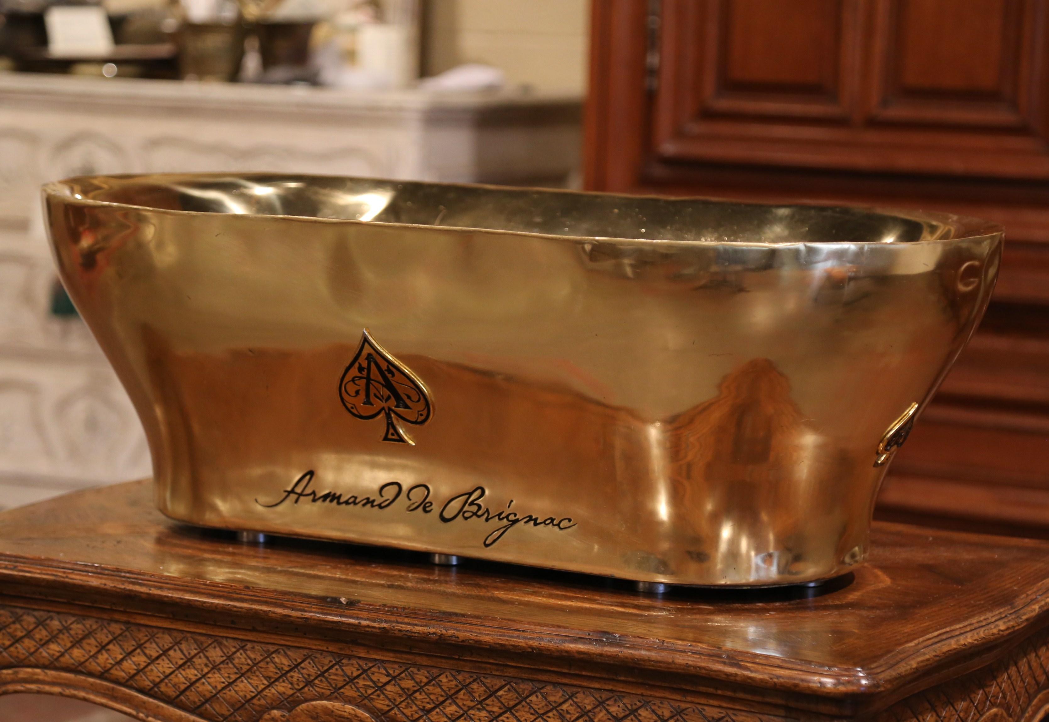 Hand-Crafted Mid-20th Century French Brass Champagne Cooler Tub from Armand de Brignac