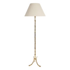 Mid-20th Century French Brass Faux Bamboo Floor Lamp