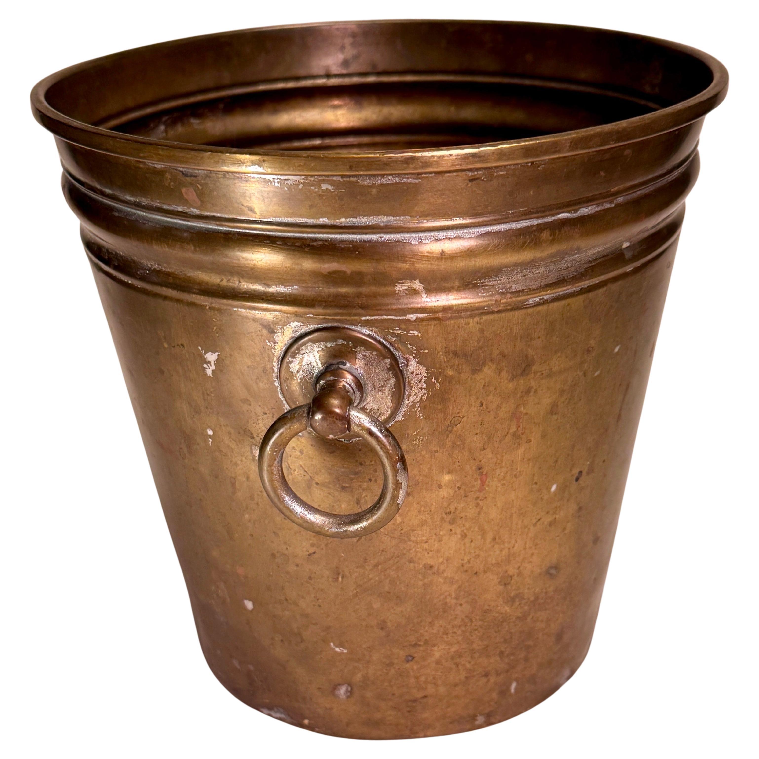 Hand-Crafted Mid 20th Century French Brass Ice and Champagne Bucket  For Sale