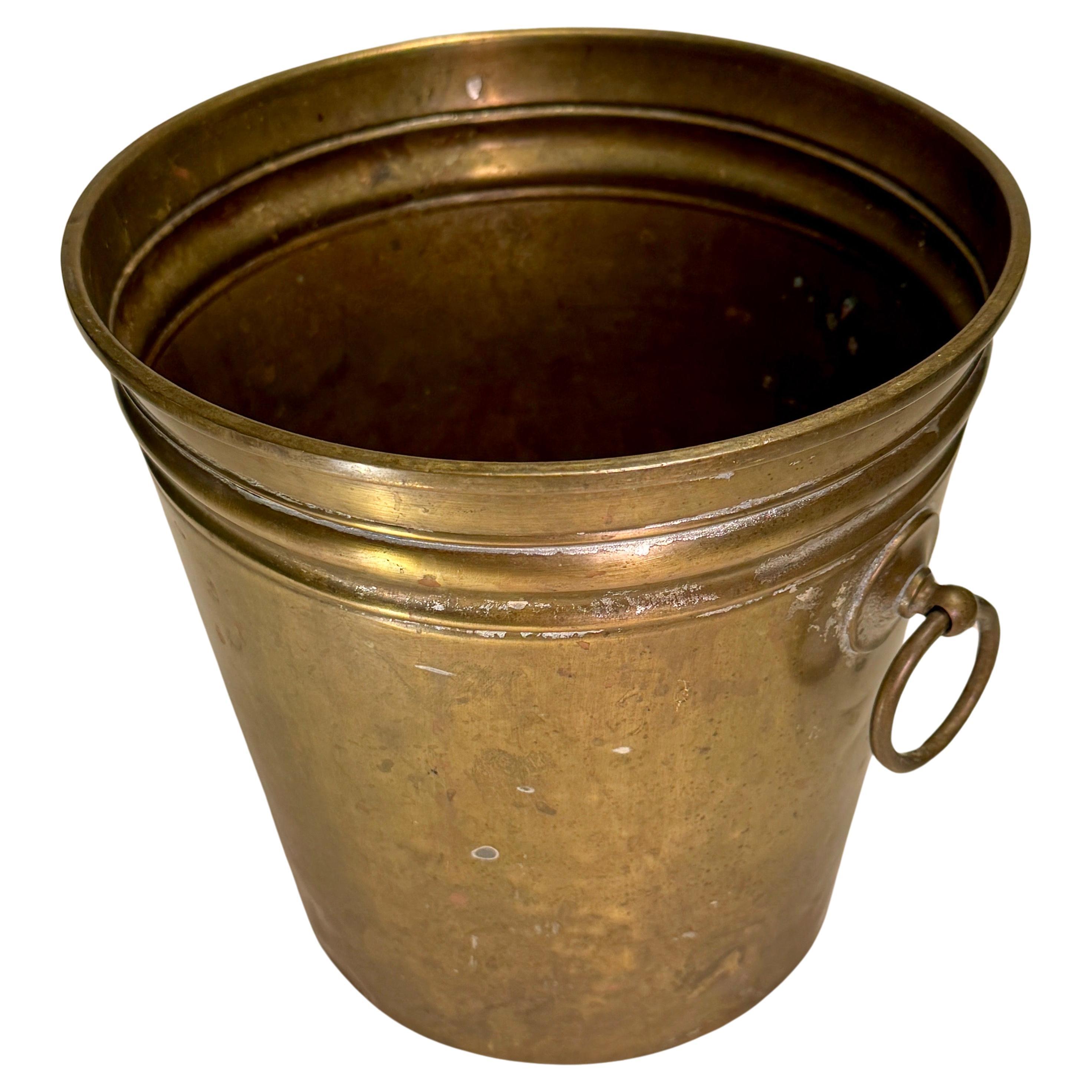 Mid 20th Century French Brass Ice and Champagne Bucket  In Good Condition For Sale In Haddonfield, NJ