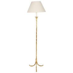Mid-20th Century French Brass Naturalistic Floor Lamp by Bagues