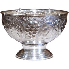 Mid-20th Century French Brass Silver Plated Repousse Champagne or Wine Cooler