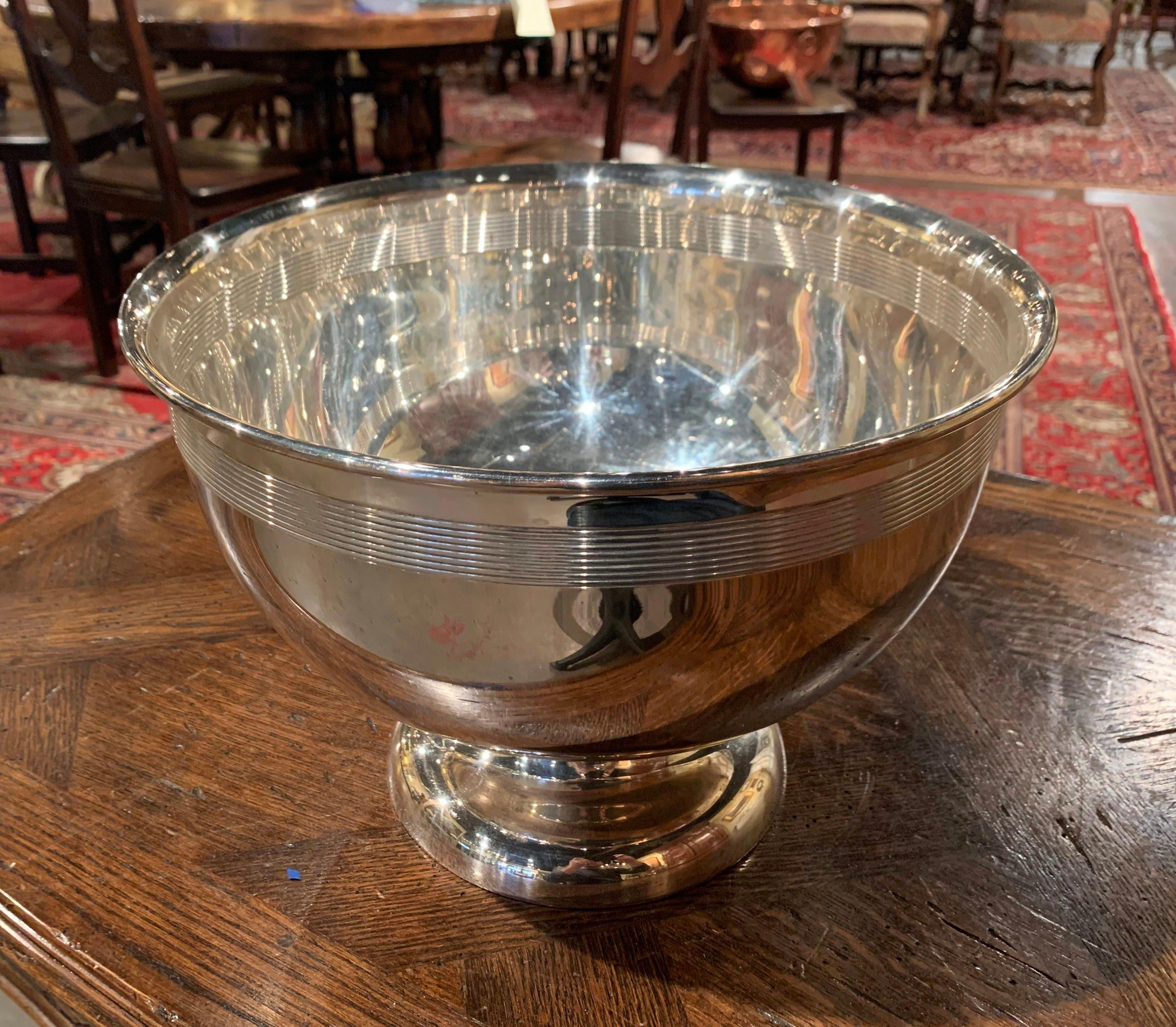 Mid-20th Century French Brass Silver Plated Wine Cooler or Punch Bowl 1