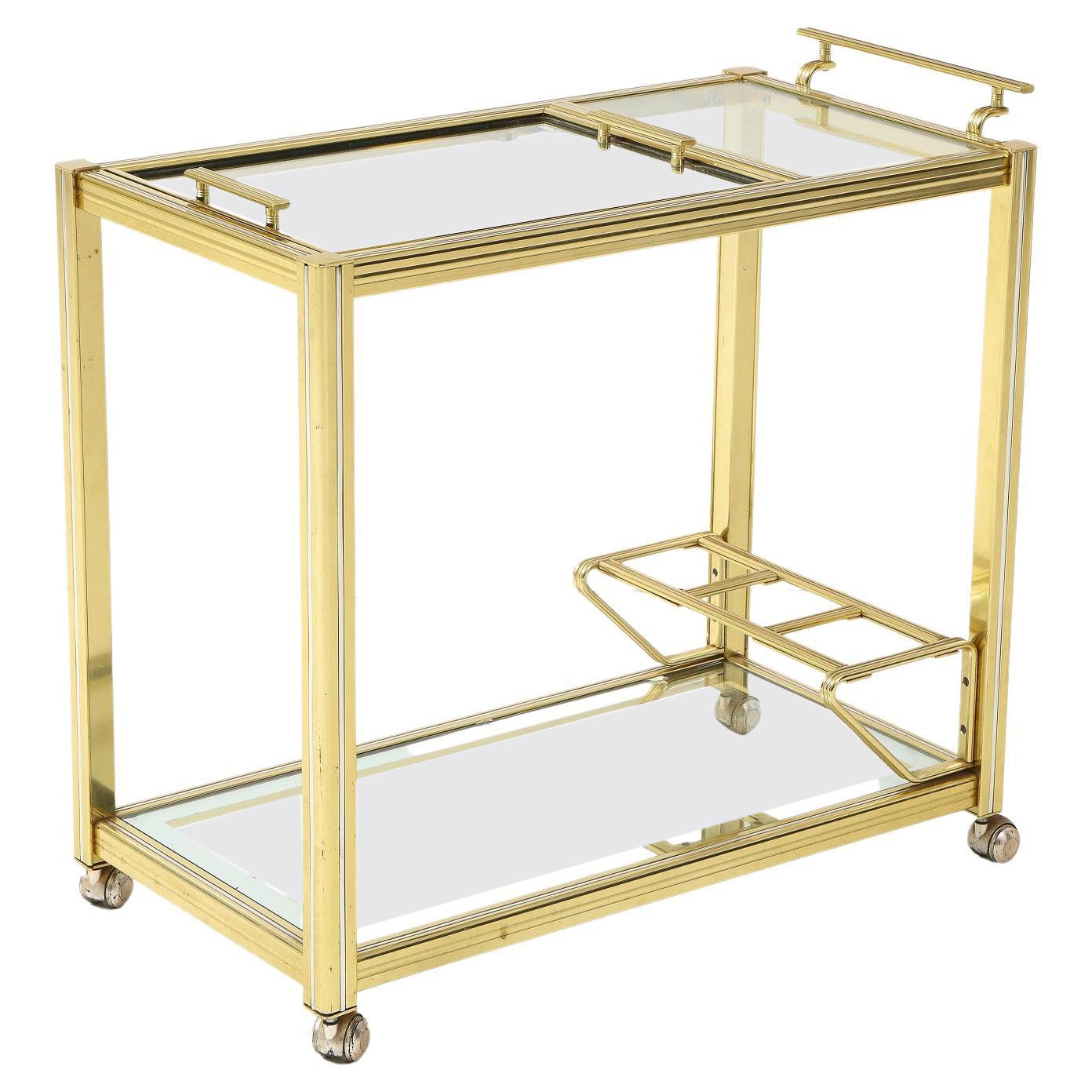 Carrello in ottone francese della metà del XX secolo
