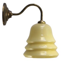 Mid-20th Century French Brass Wall Sconces with Yellow Glass