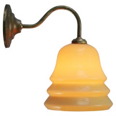 Mid-20th Century French Brass Wall Sconces with Yellow Glass