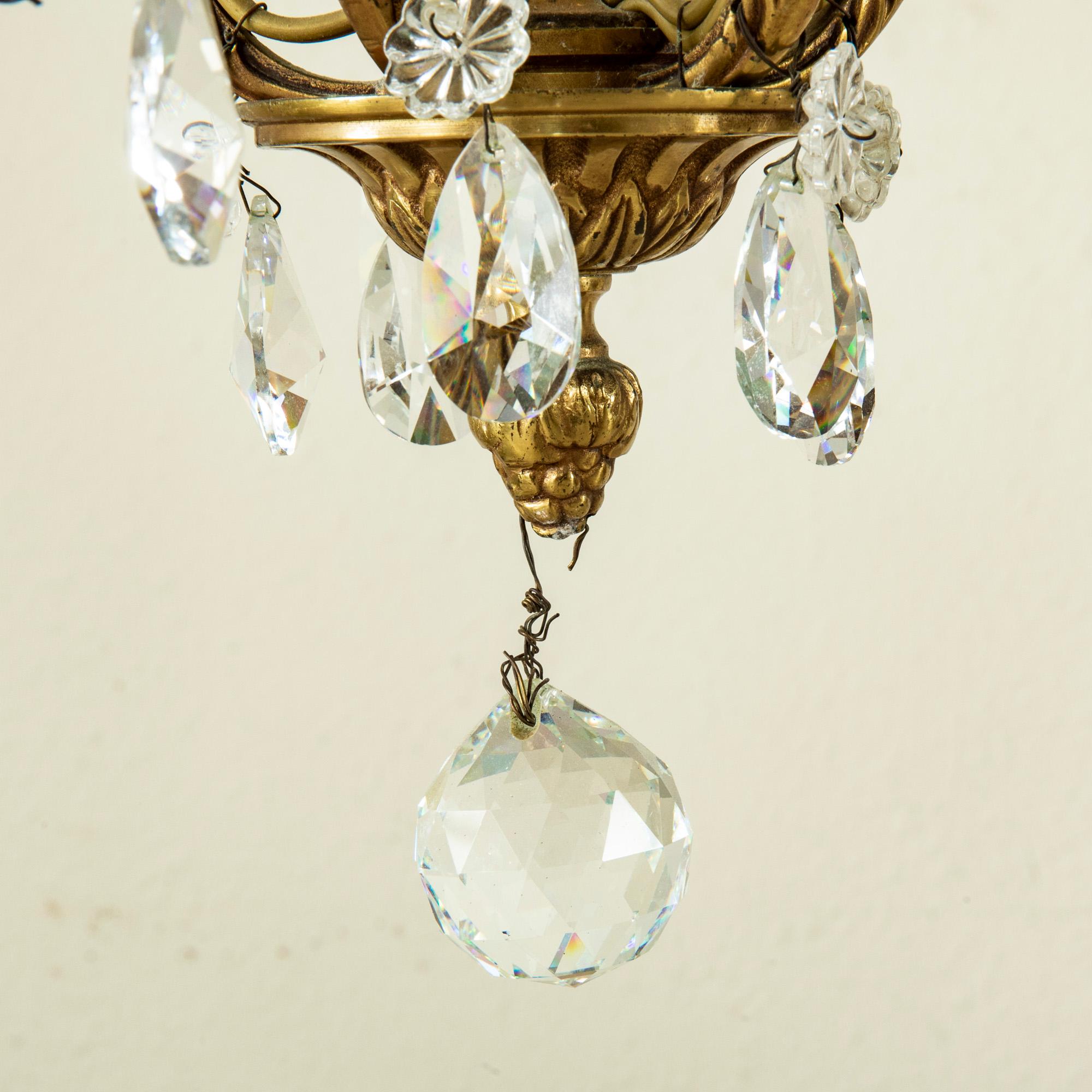 Mid-20th Century French Bronze and Strass Crystal Chandelier For Sale 7