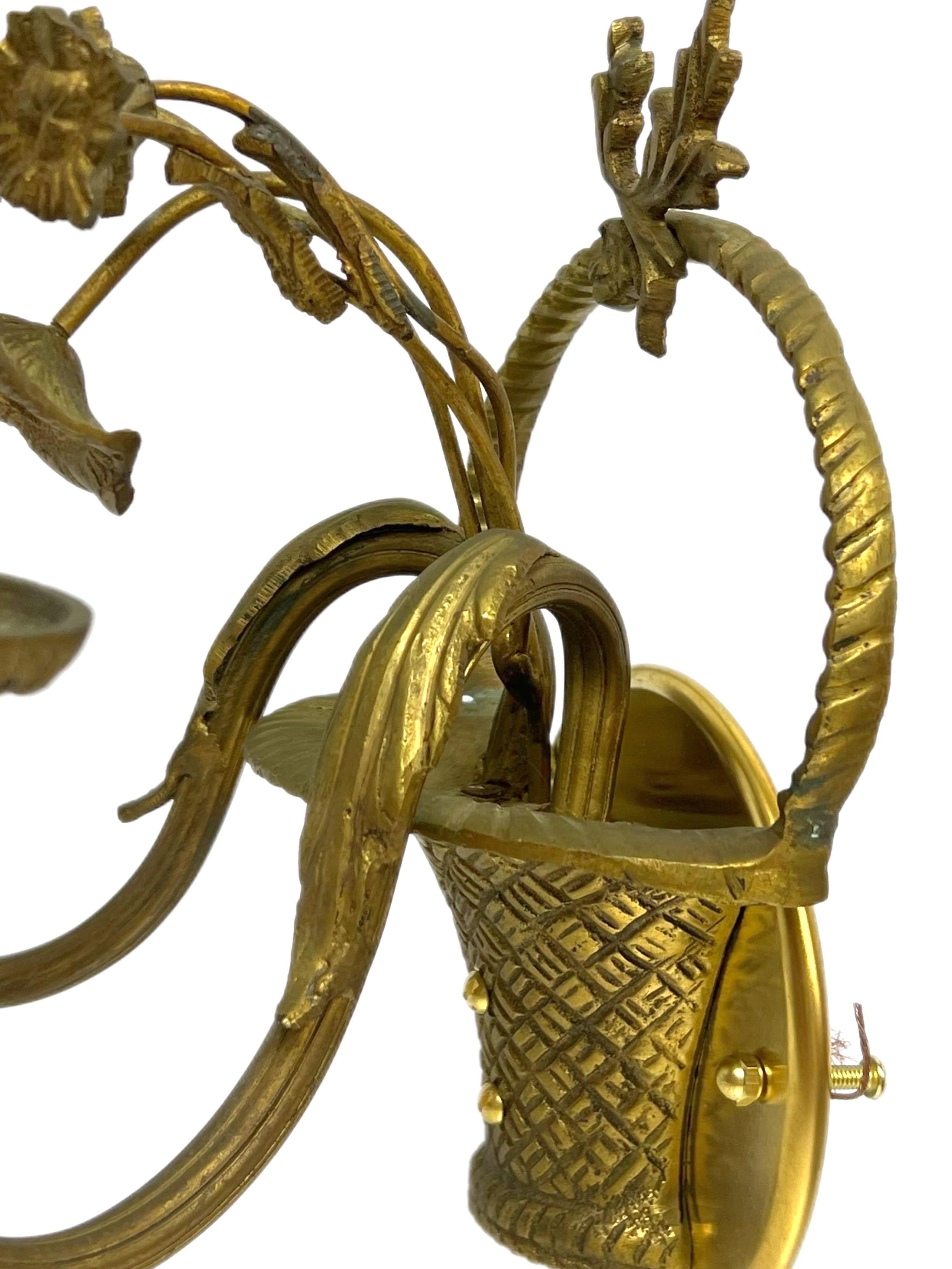 Apliques dobles de bronce de mediados del siglo XX - Pareja Metal en venta