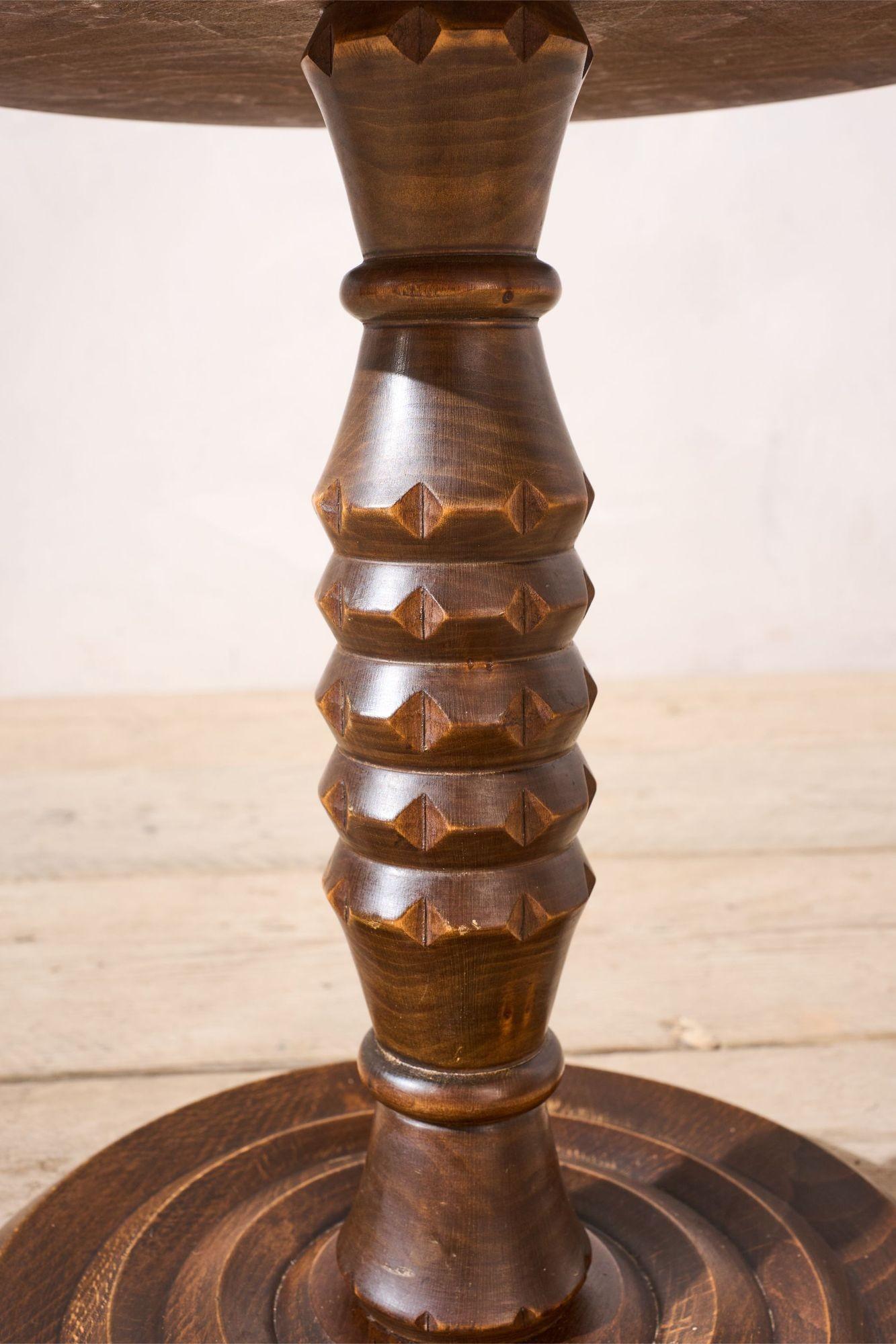 Hardwood Mid 20th century French Brutalist side table