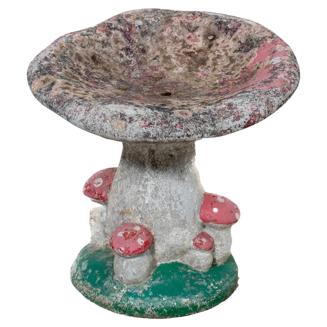 Mid-20th Century French Cast Concrete Mushroom Garden Ornament or Sculpture