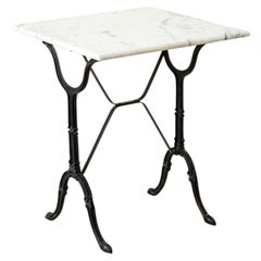 Mid-20th Century French Cast Iron and Marble Bistro Table, Side Table, End Table