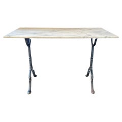 Mid 20th Century French Cast Iron and Marble Top Bistro Dining Table