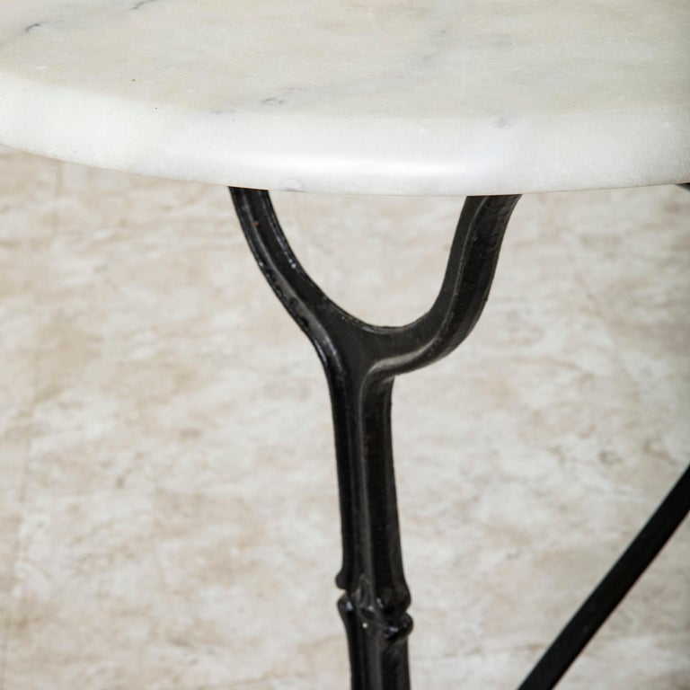 Mid20th Century French Cast Iron and Oval Marble Bistro Table or Cafe