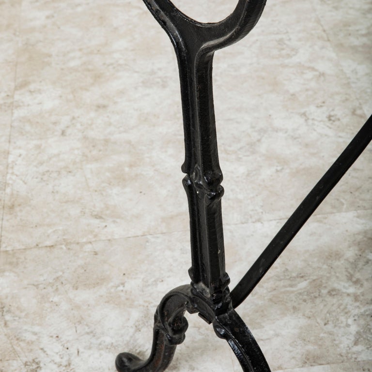 Mid20th Century French Cast Iron and Oval Marble Bistro Table or Cafe