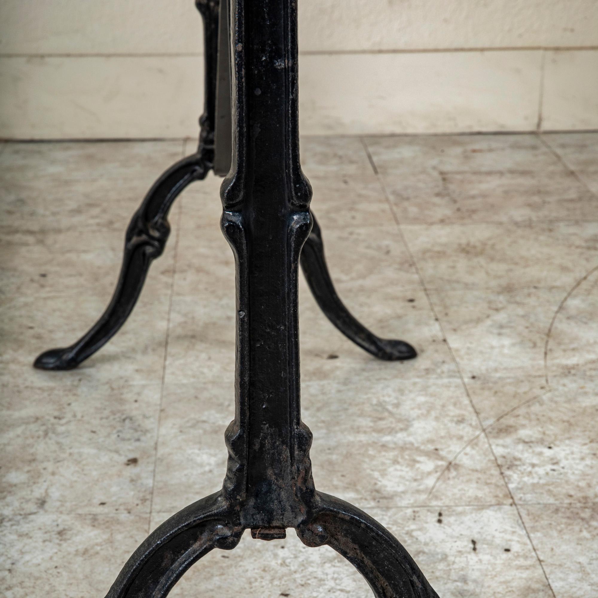 Mid-20th Century French Cast Iron Bistro Table with White Marble Top 8