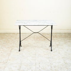 Mid-20th Century French Cast Iron Bistro Table with White Marble Top