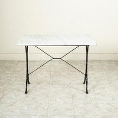 Mid-20th Century French Cast Iron Bistro Table with White Marble Top