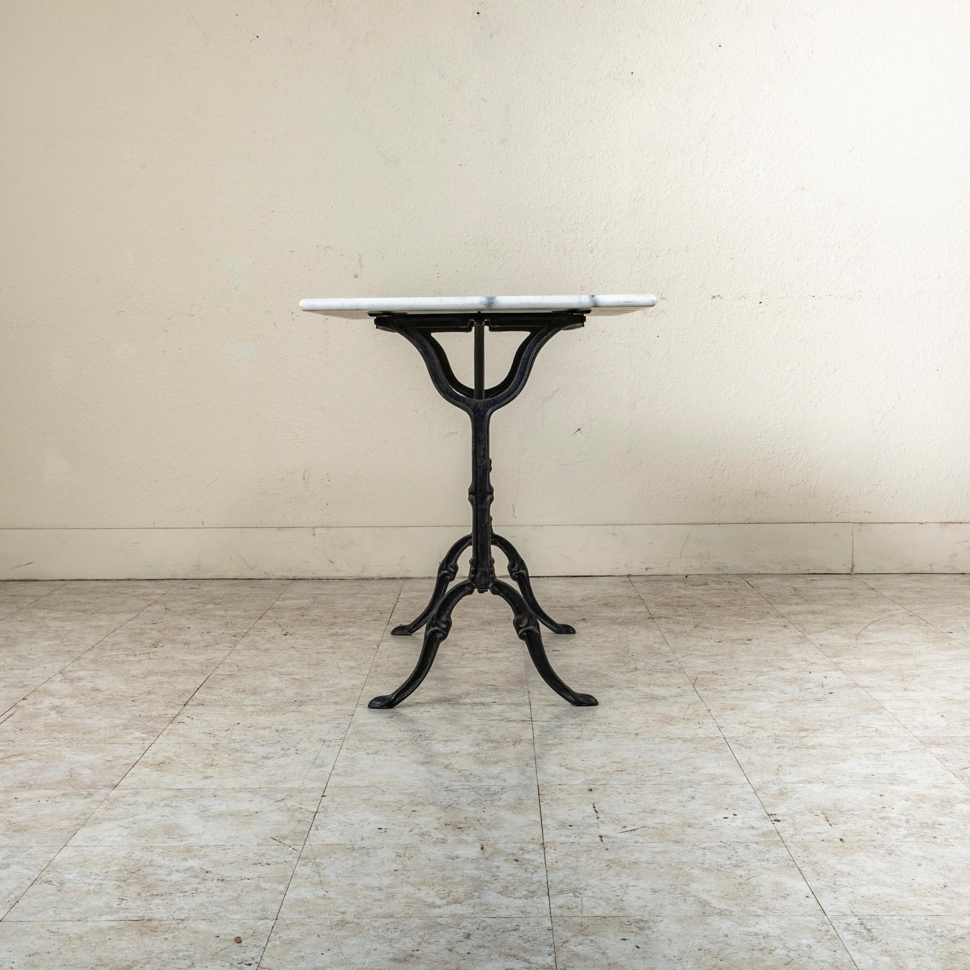 Mid-20th Century French Cast Iron Bistro Table with White Marble Top 1